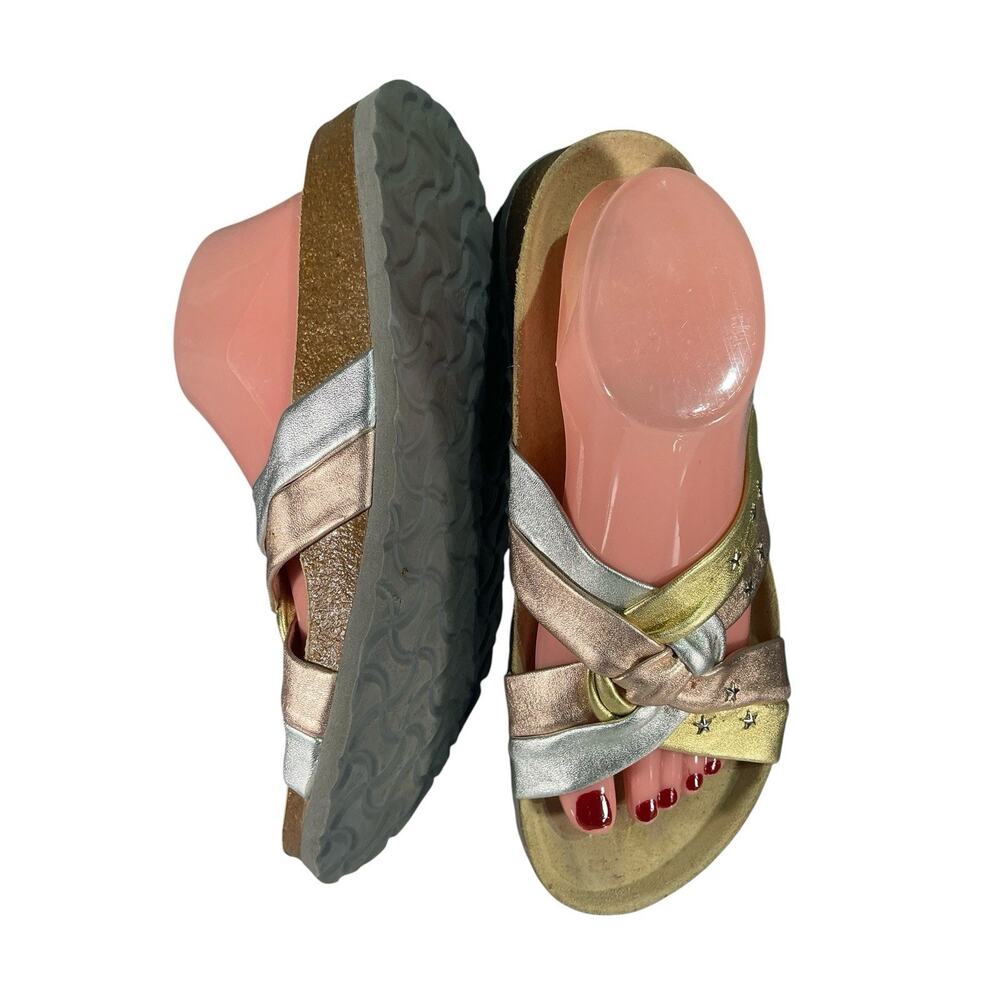 Birkenstock Betula Women's US9 EU40 Metallic Gold Braided Strappy Slide sandals - Picture 2 of 8